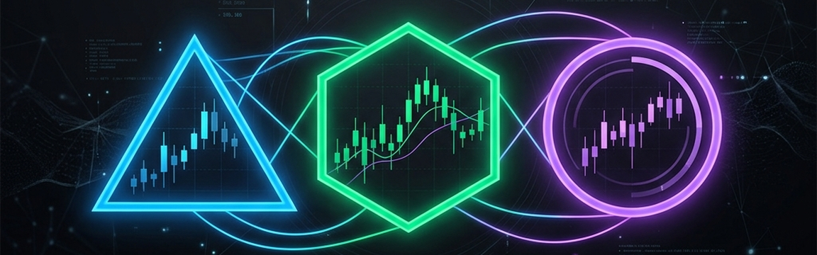 The Trinity Project — neon geometric trading shapes