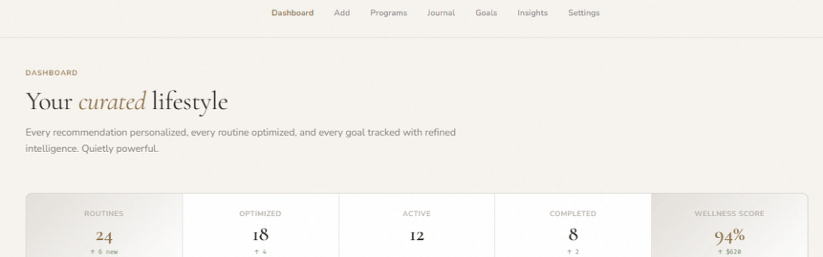Maison — soft luxury wellness dashboard
